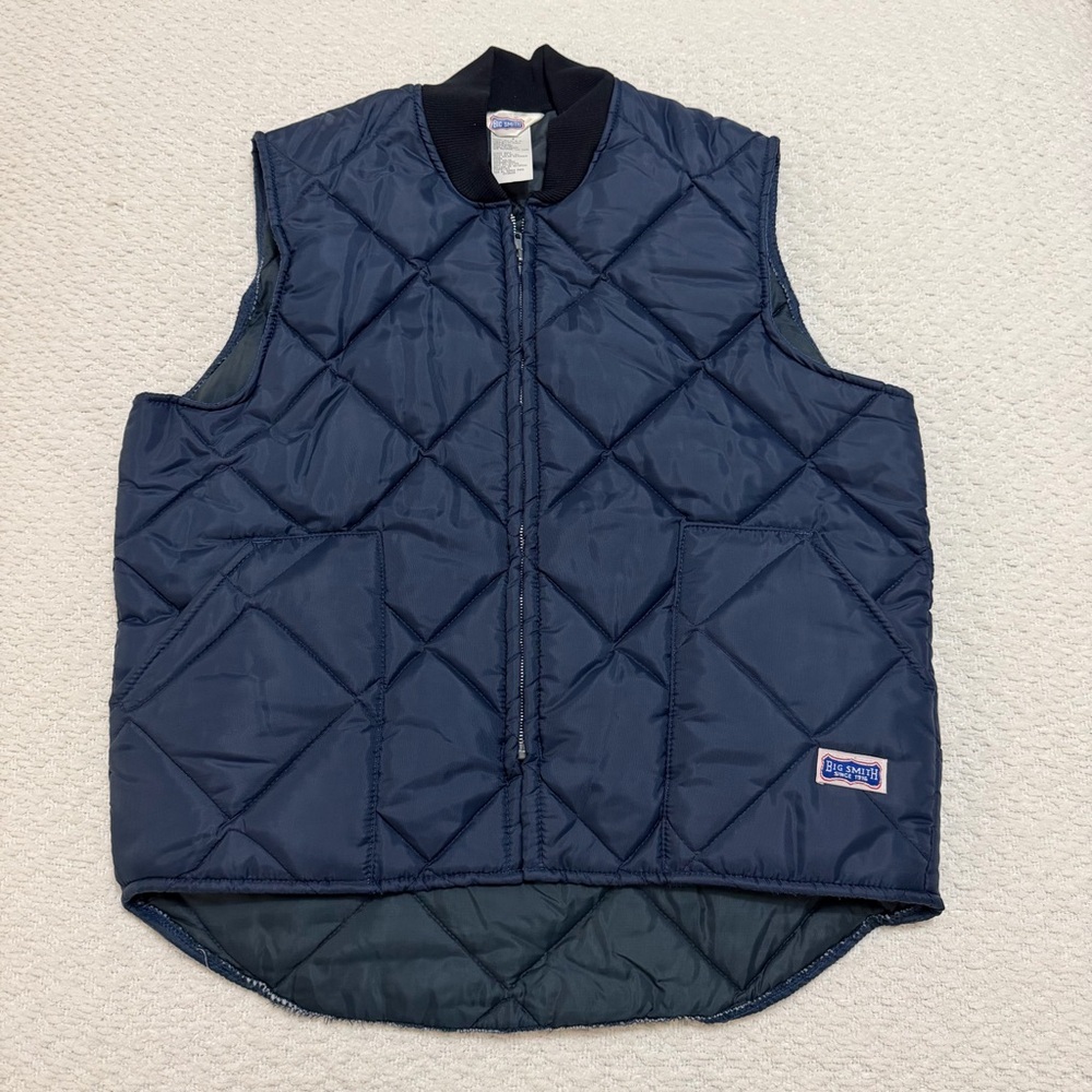 Vintage Big Smith Blue Quilted Vest Men’s Size Large